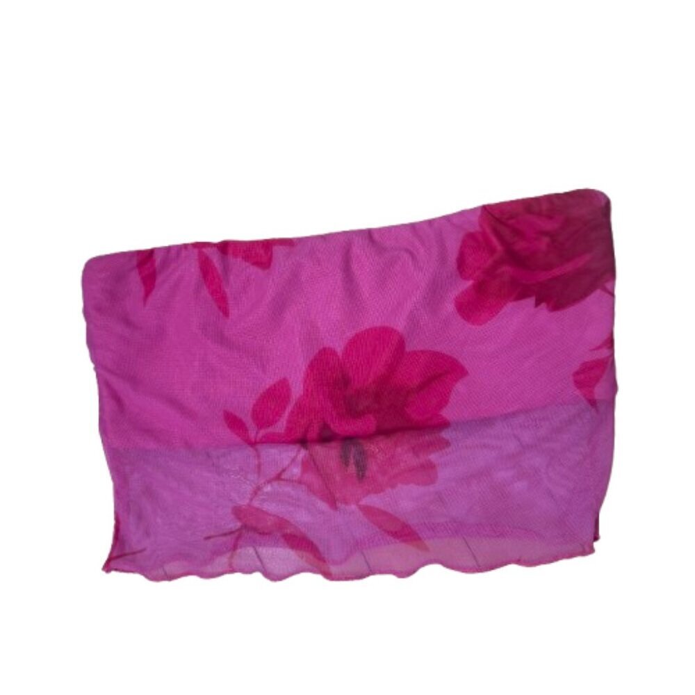 PRINCESS POLLY Mesh Floral Tube Top Cropped Size Small / 4